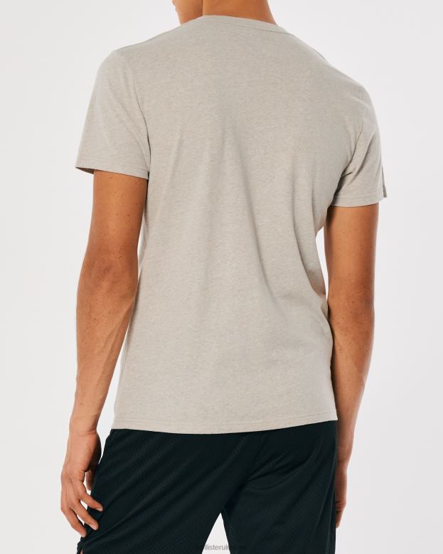 Tops Hollister Men Logo Icon Crew T-Shirt 48820805 Heather Tan
