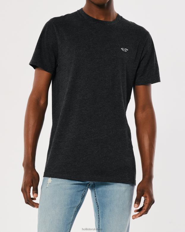 Tops Hollister Men Logo Icon Crew T-Shirt 48820808 Heather Black