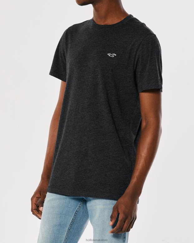 Tops Hollister Men Logo Icon Crew T-Shirt 48820808 Heather Black