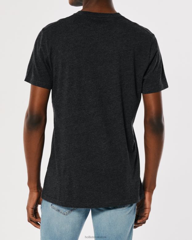 Tops Hollister Men Logo Icon Crew T-Shirt 48820808 Heather Black