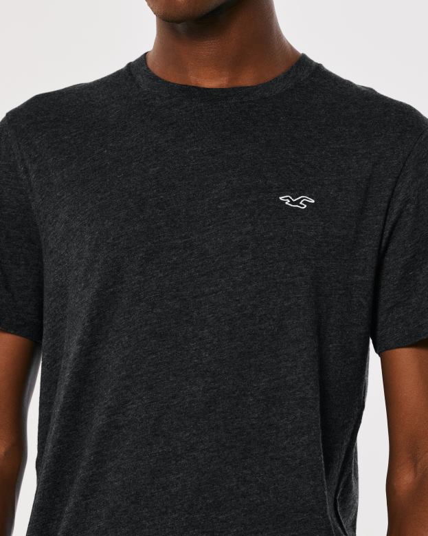 Tops Hollister Men Logo Icon Crew T-Shirt 48820808 Heather Black