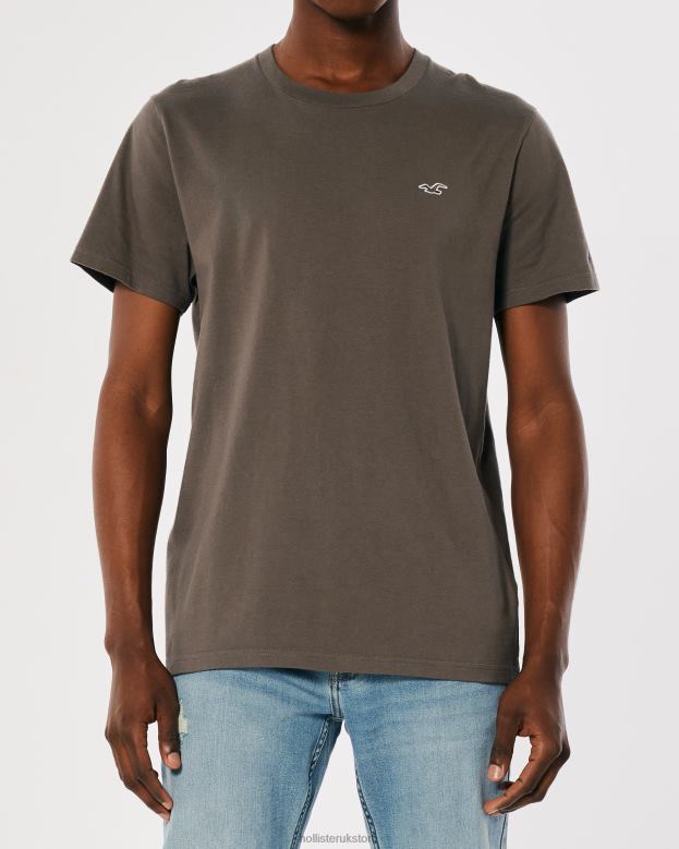 Tops Hollister Men Logo Icon Crew T-Shirt 48820810 Brown