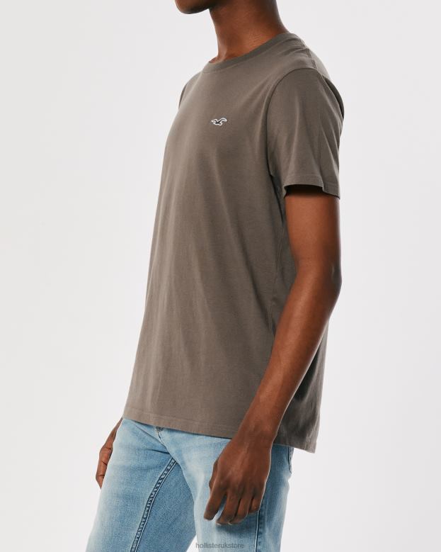 Tops Hollister Men Logo Icon Crew T-Shirt 48820810 Brown