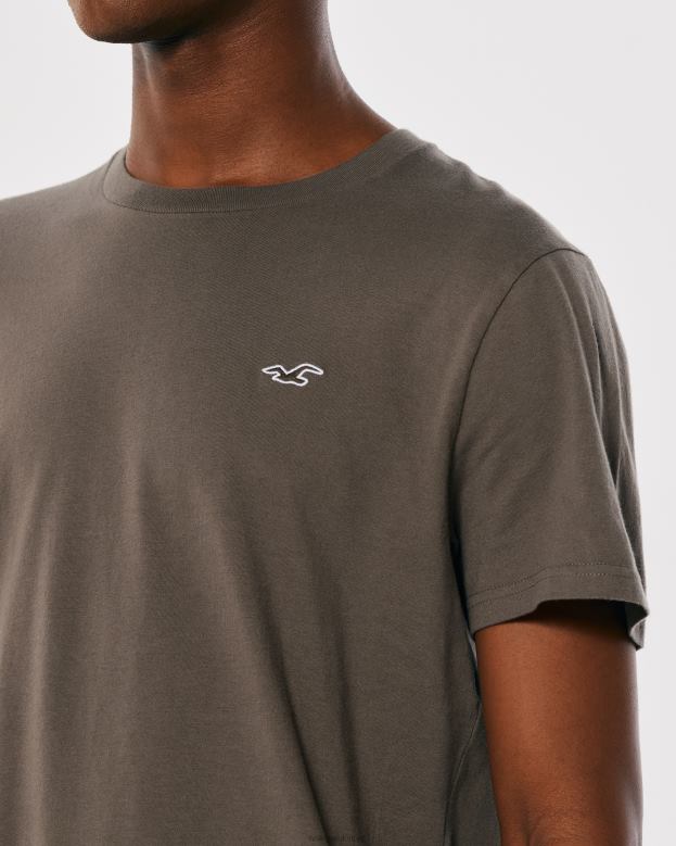Tops Hollister Men Logo Icon Crew T-Shirt 48820810 Brown