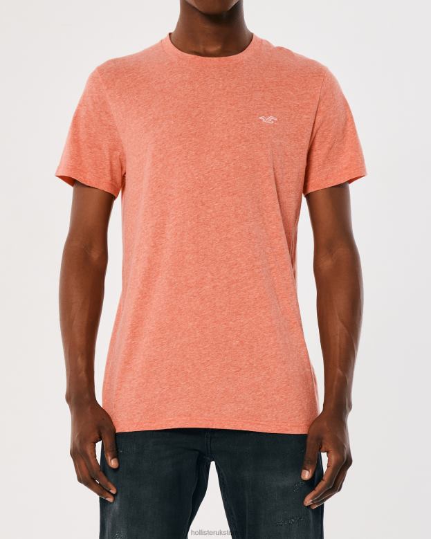 Tops Hollister Men Logo Icon Crew T-Shirt 48820815 Dark Heather Coral
