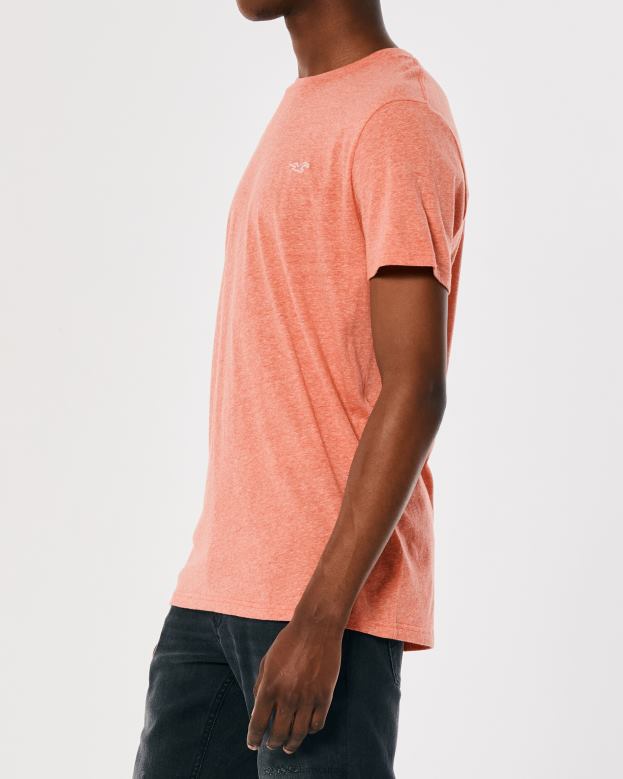 Tops Hollister Men Logo Icon Crew T-Shirt 48820815 Dark Heather Coral