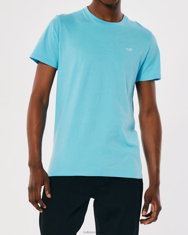 Tops Hollister Men Logo Icon Crew T-Shirt 48820825 Turquoise