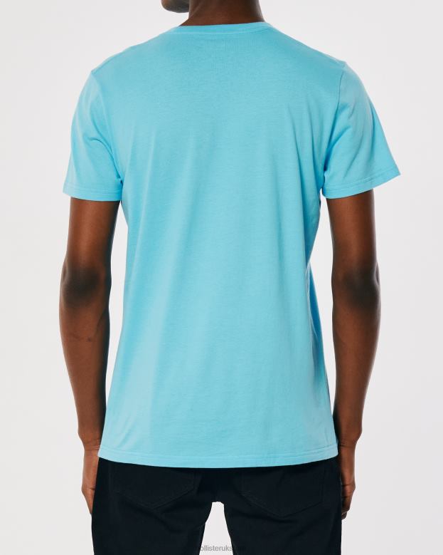 Tops Hollister Men Logo Icon Crew T-Shirt 48820825 Turquoise