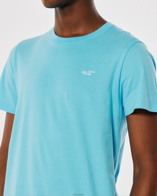 Tops Hollister Men Logo Icon Crew T-Shirt 48820825 Turquoise