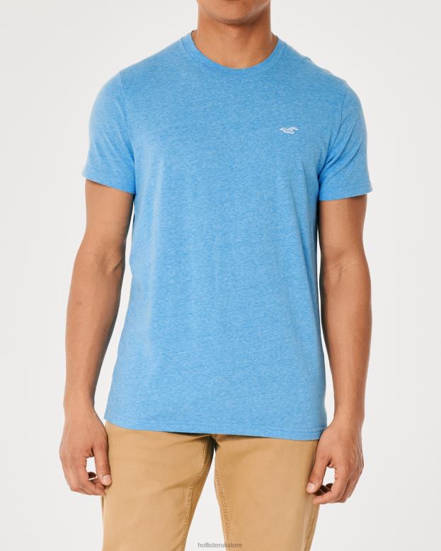 Tops Hollister Men Logo Icon Crew T-Shirt 48820834 Heather Blue