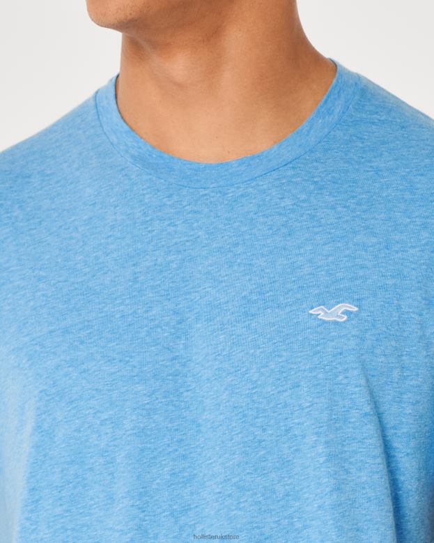 Tops Hollister Men Logo Icon Crew T-Shirt 48820834 Heather Blue