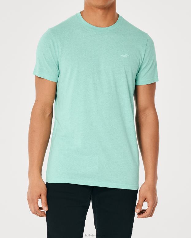 Tops Hollister Men Logo Icon Crew T-Shirt 48820852 Heather Mint