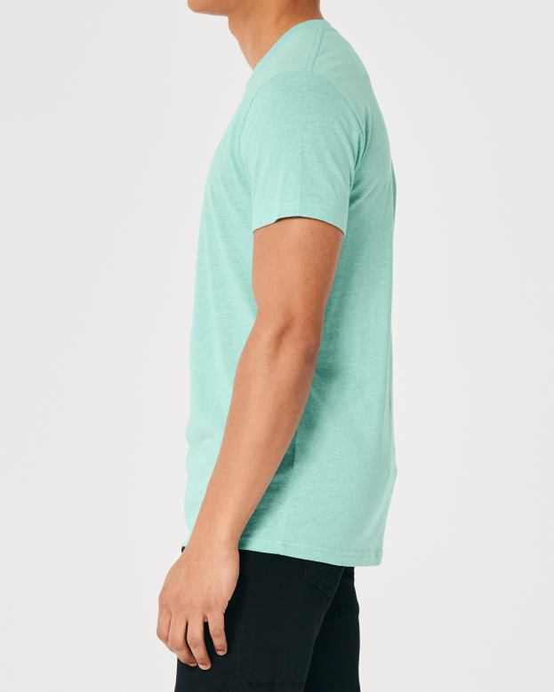 Tops Hollister Men Logo Icon Crew T-Shirt 48820852 Heather Mint