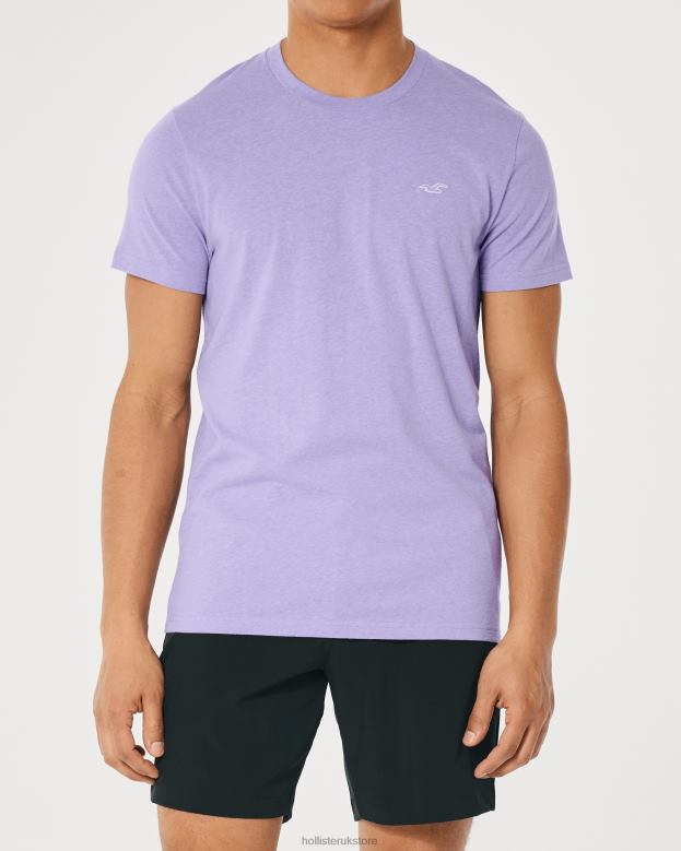 Tops Hollister Men Logo Icon Crew T-Shirt 48820936 Heather Purple