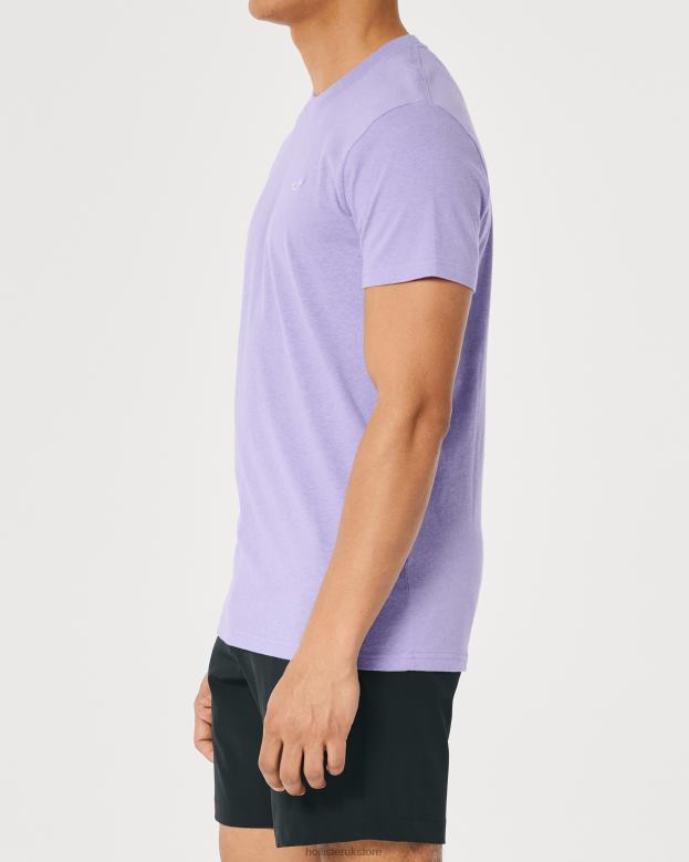 Tops Hollister Men Logo Icon Crew T-Shirt 48820936 Heather Purple