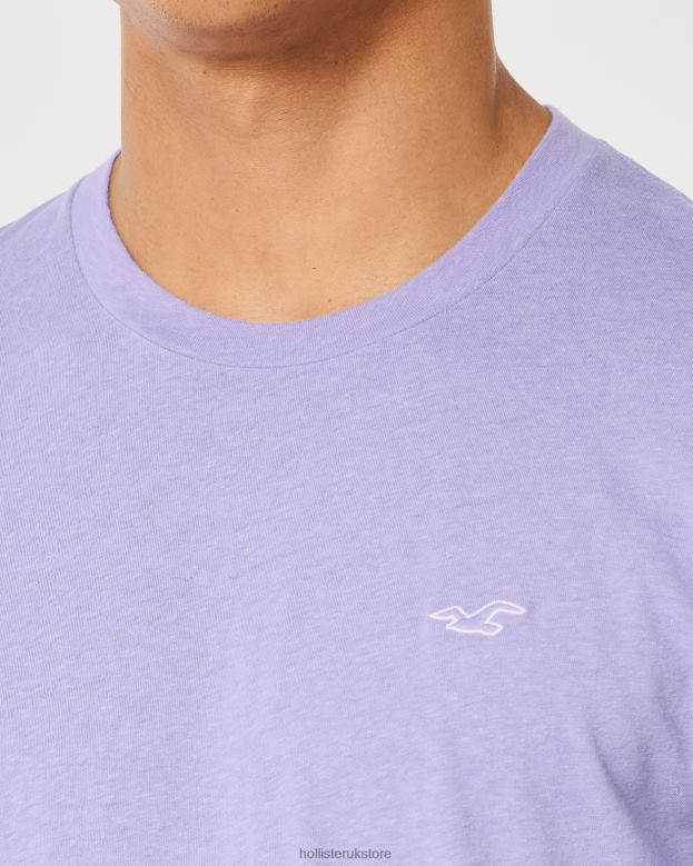 Tops Hollister Men Logo Icon Crew T-Shirt 48820936 Heather Purple