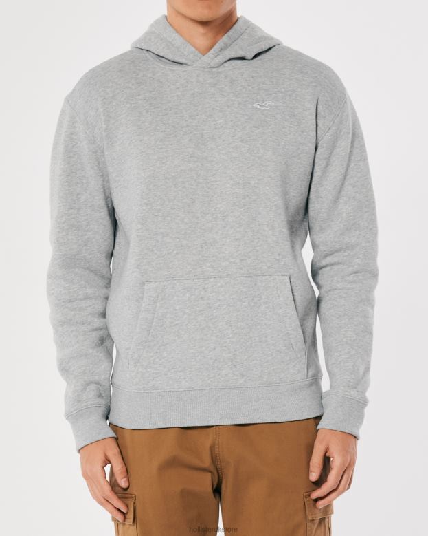 Tops Hollister Men Logo Icon Hoodie 48820896 Heather Grey