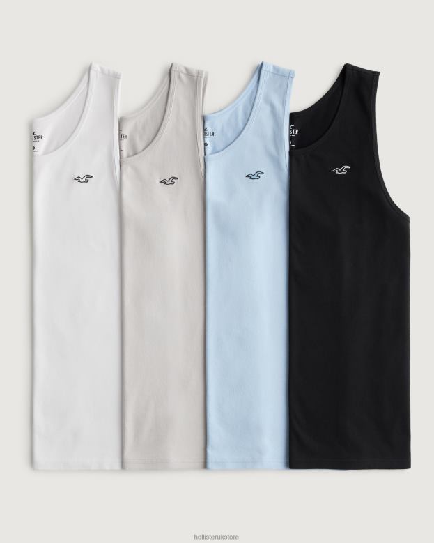 Tops Hollister Men Logo Icon Jersey Cotton Tank 4-Pack 48820812 White