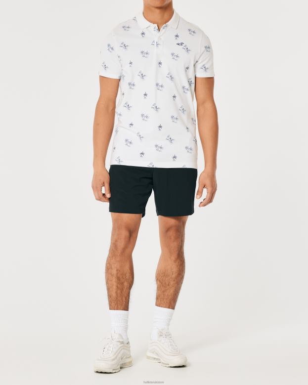 Tops Hollister Men Logo Icon Pattern Polo 488201003 White Pattern