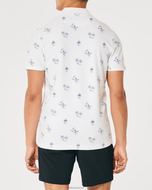 Tops Hollister Men Logo Icon Pattern Polo 488201003 White Pattern