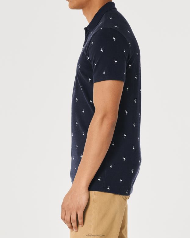 Tops Hollister Men Logo Icon Pattern Polo 488201013 Navy Pattern