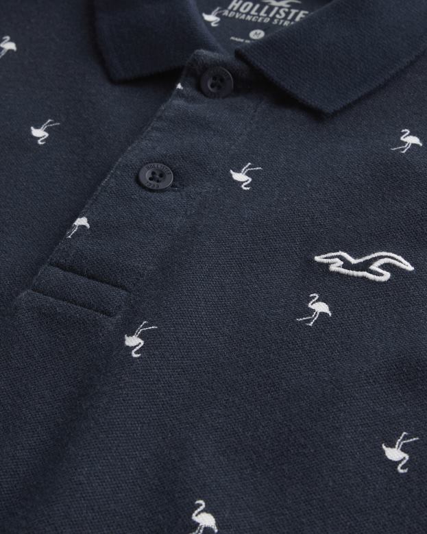 Tops Hollister Men Logo Icon Pattern Polo 488201013 Navy Pattern