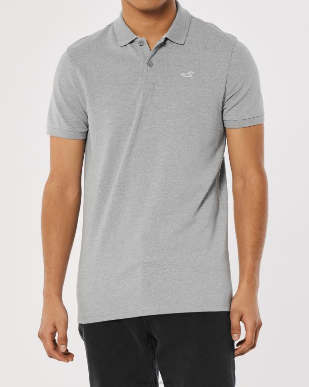 Tops Hollister Men Logo Icon Polo 488201070 Heather Grey