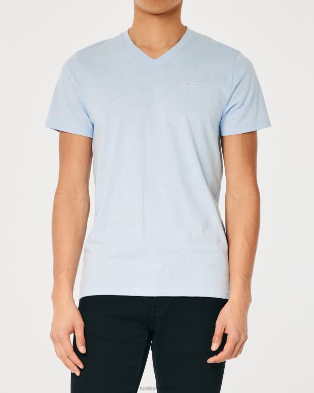 Tops Hollister Men Logo Icon V-Neck T-Shirt 48820894 Light Heather Blue