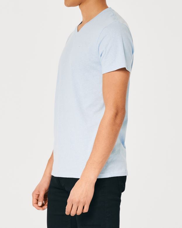 Tops Hollister Men Logo Icon V-Neck T-Shirt 48820894 Light Heather Blue