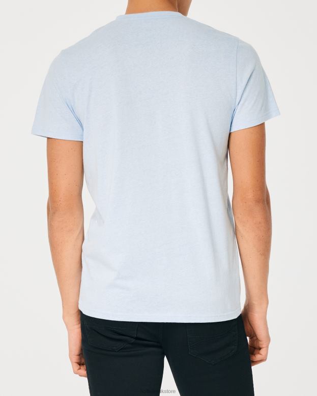 Tops Hollister Men Logo Icon V-Neck T-Shirt 48820894 Light Heather Blue