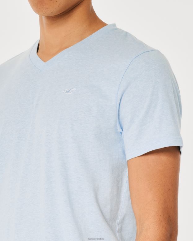 Tops Hollister Men Logo Icon V-Neck T-Shirt 48820894 Light Heather Blue