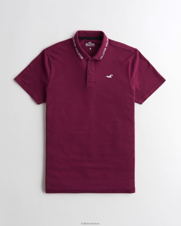 Tops Hollister Men Logo-Tipped Polo 488201079 Burgundy