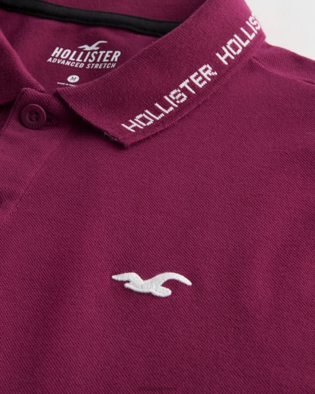 Tops Hollister Men Logo-Tipped Polo 488201079 Burgundy