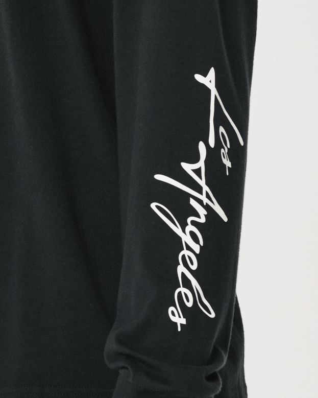 Tops Hollister Men Long-Sleeve Logo Graphic Tee 48820809 Black