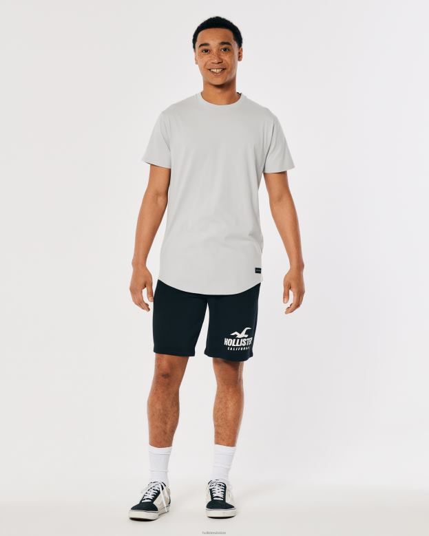 Tops Hollister Men Longline Cotton T-Shirt 488201035 Light Grey