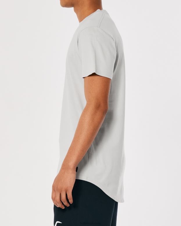 Tops Hollister Men Longline Cotton T-Shirt 488201035 Light Grey