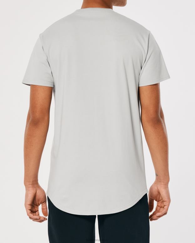 Tops Hollister Men Longline Cotton T-Shirt 488201035 Light Grey
