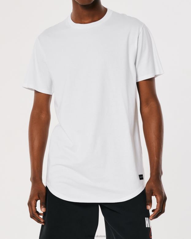 Tops Hollister Men Longline Cotton T-Shirt 48820820 White