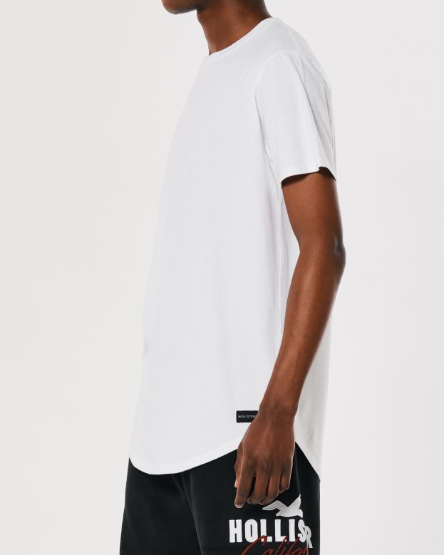 Tops Hollister Men Longline Cotton T-Shirt 48820820 White