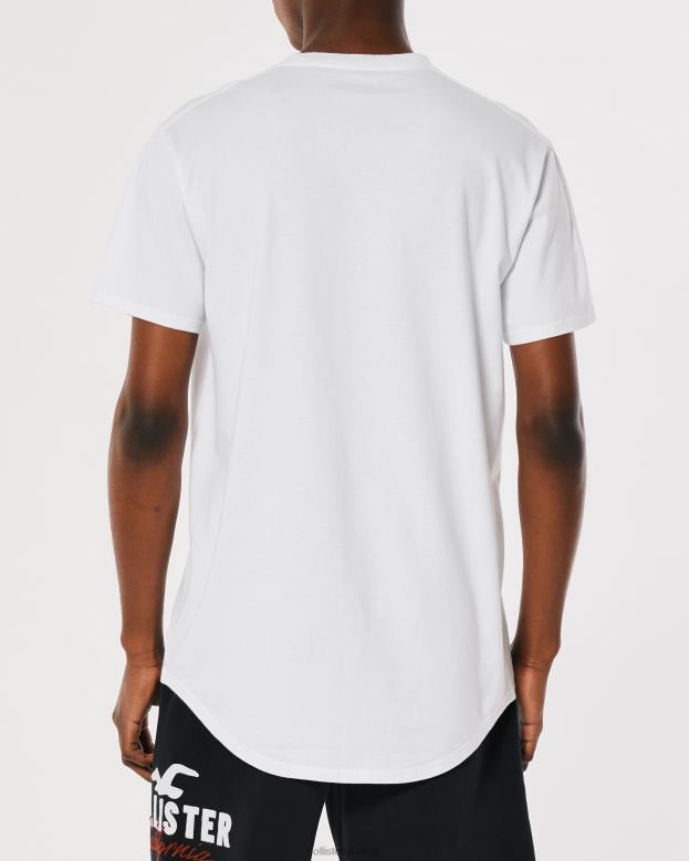 Tops Hollister Men Longline Cotton T-Shirt 48820820 White