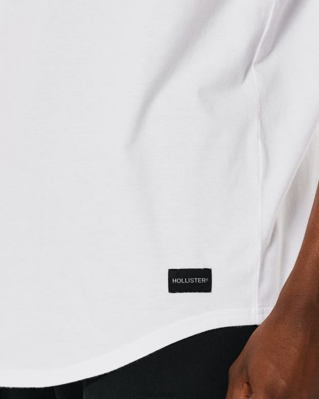 Tops Hollister Men Longline Cotton T-Shirt 48820820 White