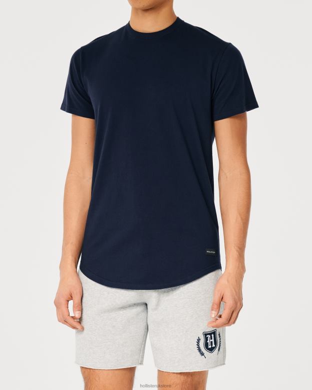 Tops Hollister Men Longline Cotton T-Shirt 48820857 Navy