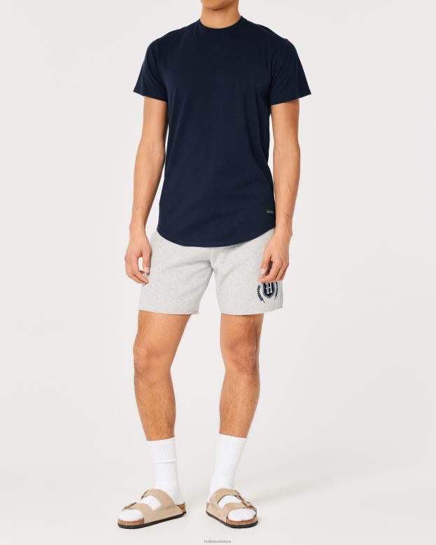 Tops Hollister Men Longline Cotton T-Shirt 48820857 Navy