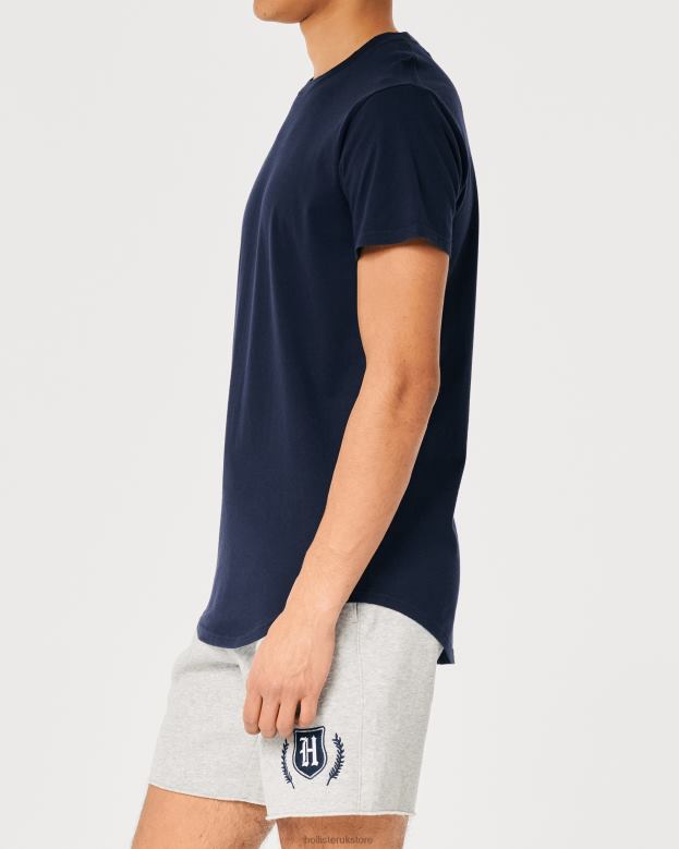 Tops Hollister Men Longline Cotton T-Shirt 48820857 Navy
