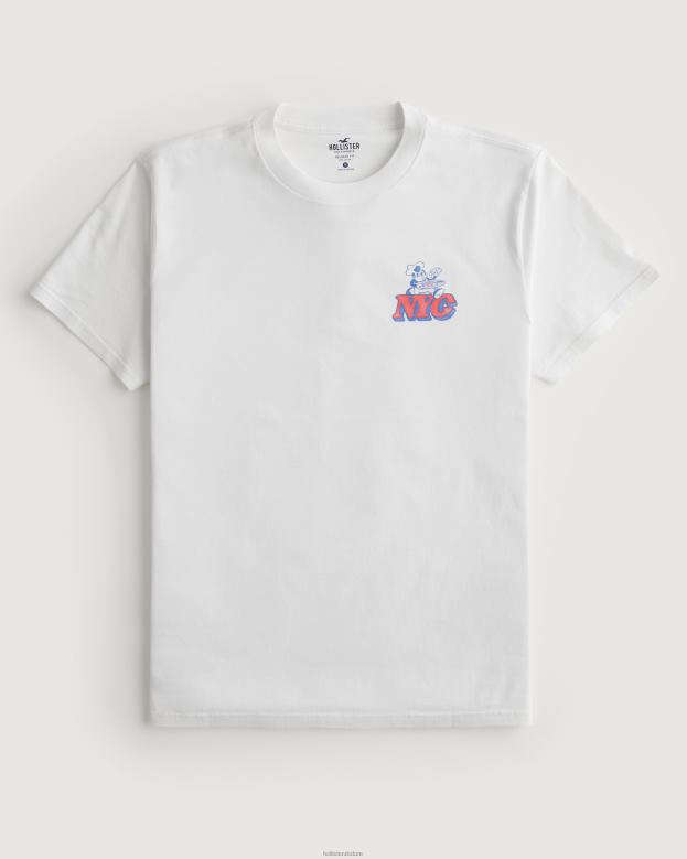 Tops Hollister Men NYC Pizza Graphic Tee 48820846 Off White