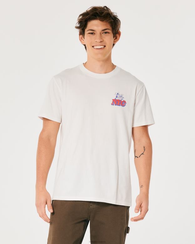 Tops Hollister Men NYC Pizza Graphic Tee 48820846 Off White