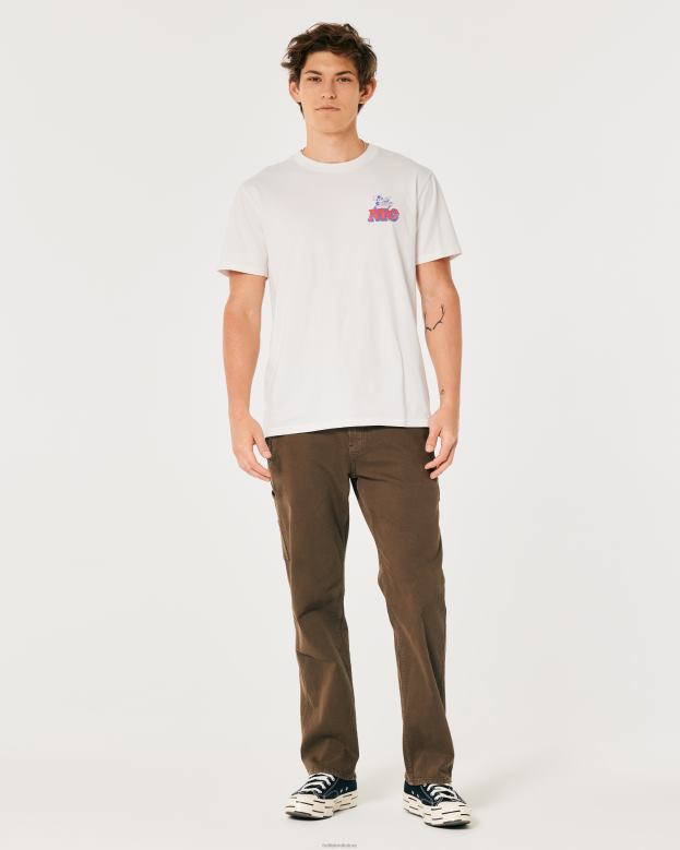 Tops Hollister Men NYC Pizza Graphic Tee 48820846 Off White