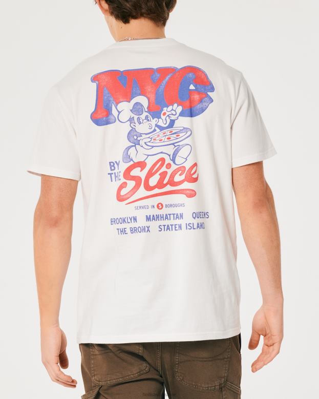 Tops Hollister Men NYC Pizza Graphic Tee 48820846 Off White
