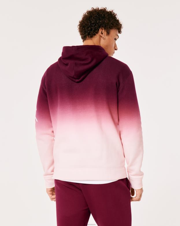 Tops Hollister Men Ombre Logo Graphic Hoodie 488201043 Burgundy To Pink Ombre
