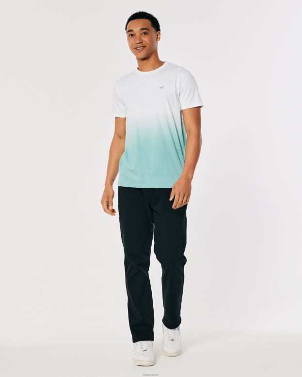 Tops Hollister Men Ombre Logo Icon Cotton T-Shirt 48820905 White To Mint Ombre